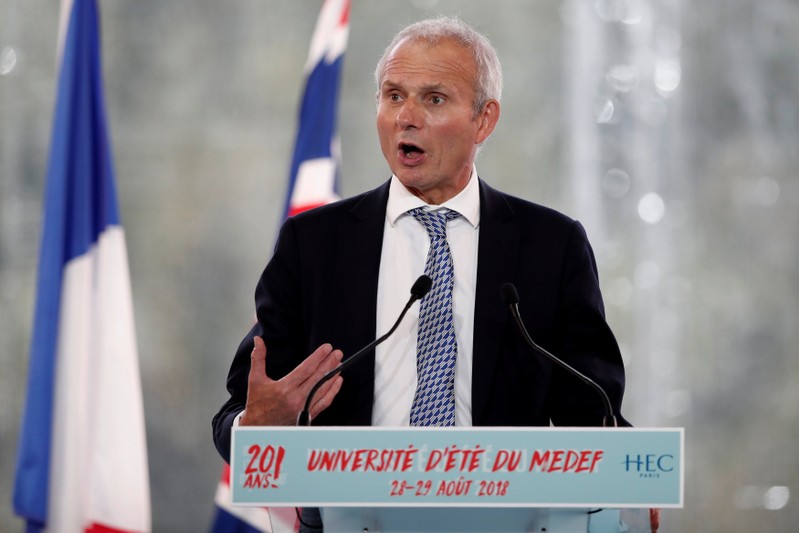 FILE PHOTO - Britain's Minister for the Cabinet Office David Lidington delivers a speech during the MEDEF union summer forum on the campus of the HEC School of Management in Jouy-en-Josas