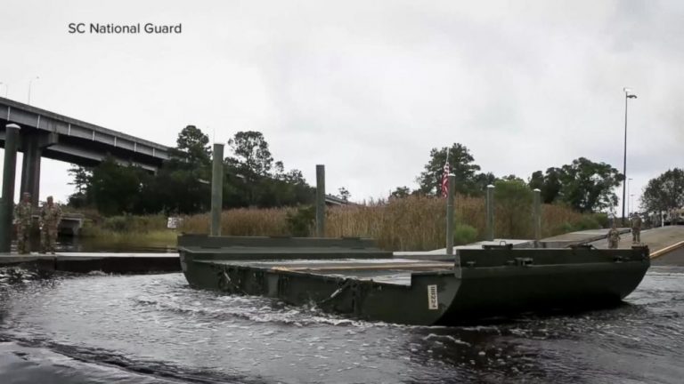 WATCH: Guard building floating bridge over SC floodwaters