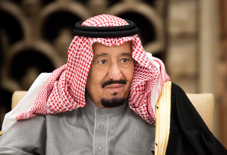 FILE PHOTO: Saudi Arabia's King Salman bin Abdulaziz Al Saud attends a banquet hosted by Shinzo Abe, Japan's PM, at the prime minister's official residence in Tokyo