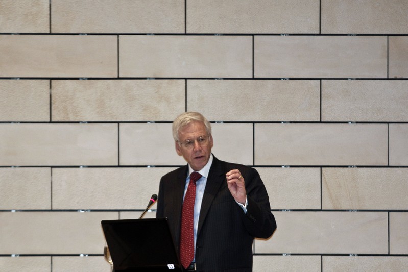 FILE PHOTO: General Director of the IIF Dallara delivers a speech in Athens