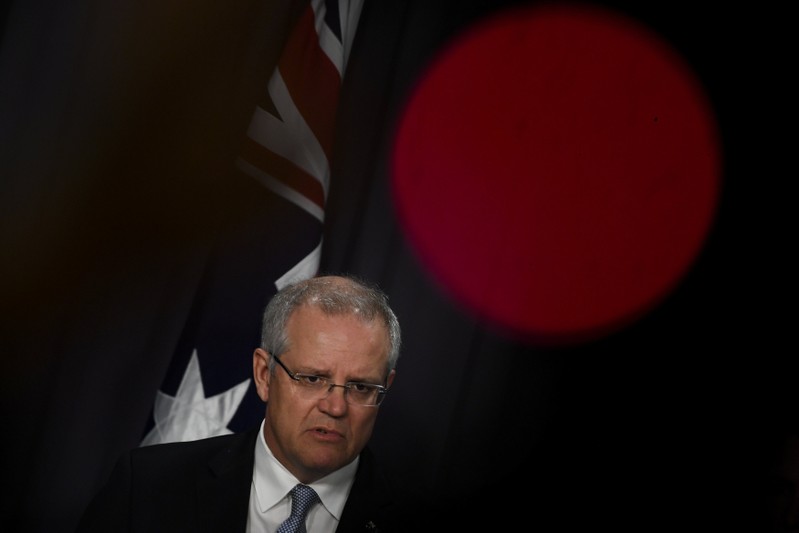 Australian Prime Minister Scott Morrison speaks during a news conference at Parliament House in Canberra