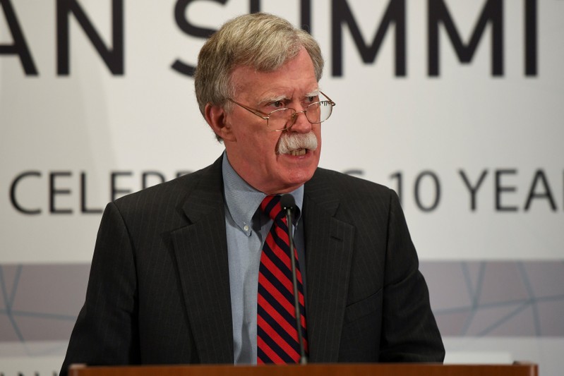 FILE PHOTO: U.S. National Security Advisor John Bolton speaks during the United Against Nuclear Iran Summit on the sidelines of the United Nations General Assembly in New York City