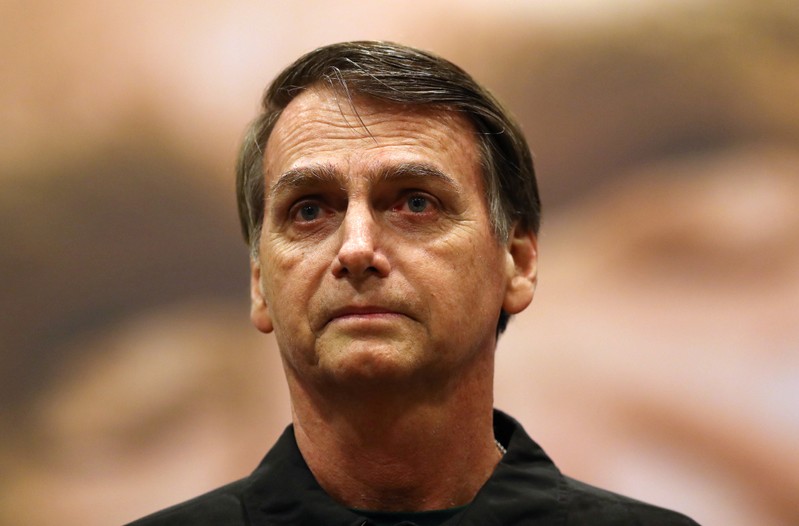 FILE PHOTO: Presidential candidate Jair Bolsonaro is pictured during a news conference in Rio de Janeiro