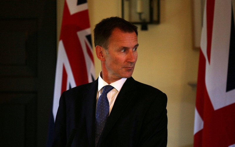 FILE PHOTO: Britain's Foreign Secretary Jeremy Hunt gives a press conference at the Royal Botanic Garden in Edinburgh, Scotland