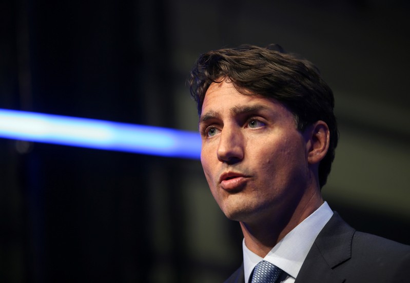 Canada's Prime Minister Justin Trudeau answers questions from the media in Montreal, Quebec