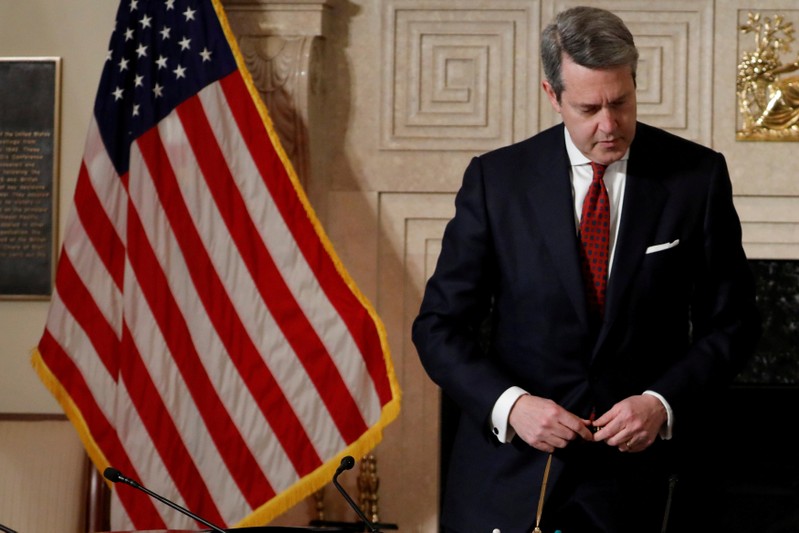 FILE PHOTO: Randal Quarles Federal Reserve board member and Vice Chair for Supervision takes part in a swearing-in ceremony for Chairman Jerome Powell at the Federal Reserve in Washington