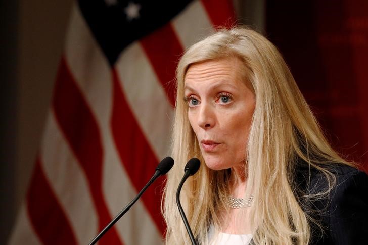 FILE PHOTO: Federal Reserve Board Governor Lael Brainard speaks at the John F. Kennedy School of Government at Harvard University in Cambridge