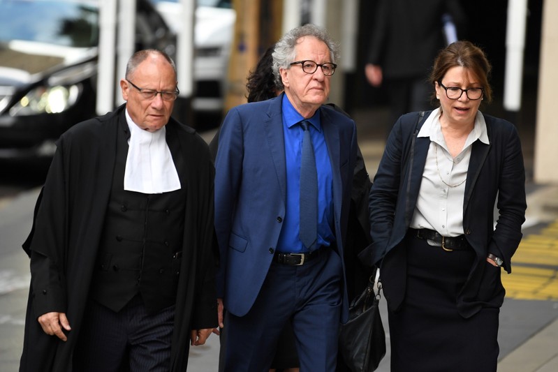 FILE PHOTO: Australian actor Geoffrey Rush arrives at the Federal Court in Sydney