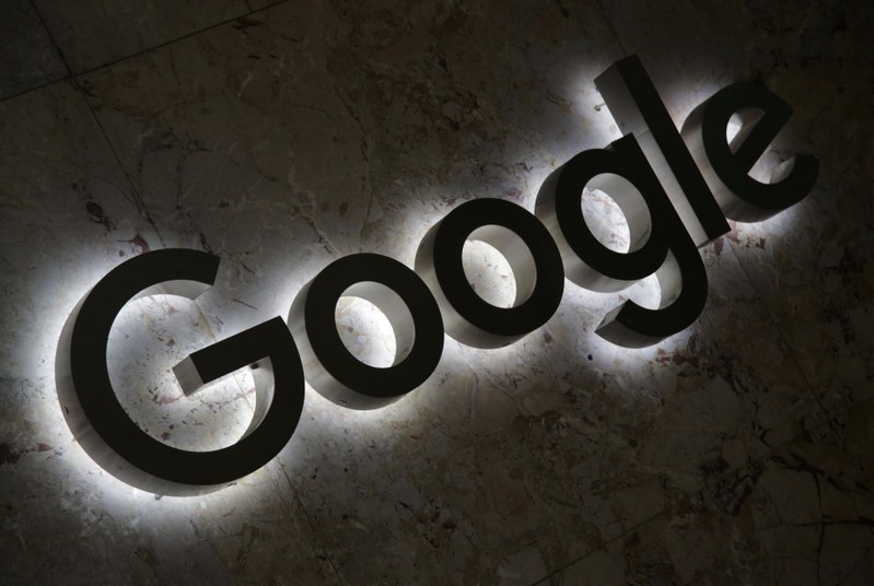 FILE PHOTO: A Google logo is displayed at the entrance to the internet based company's offices in Toronto