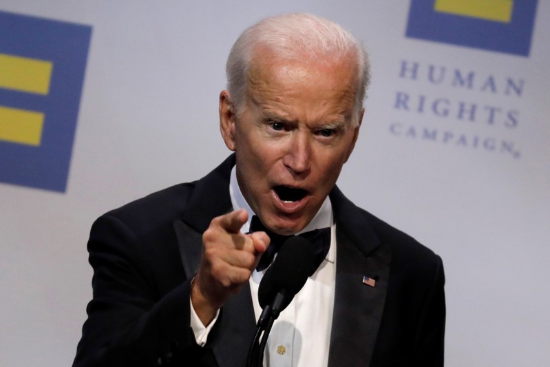 Former U.S. Vice President Joe Biden addresses the Human Rights Campaign dinner in Washington