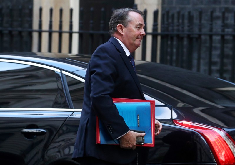 Britain's Britain's Secretary of State for International Trade Liam Fox arrives in Downing Street, London