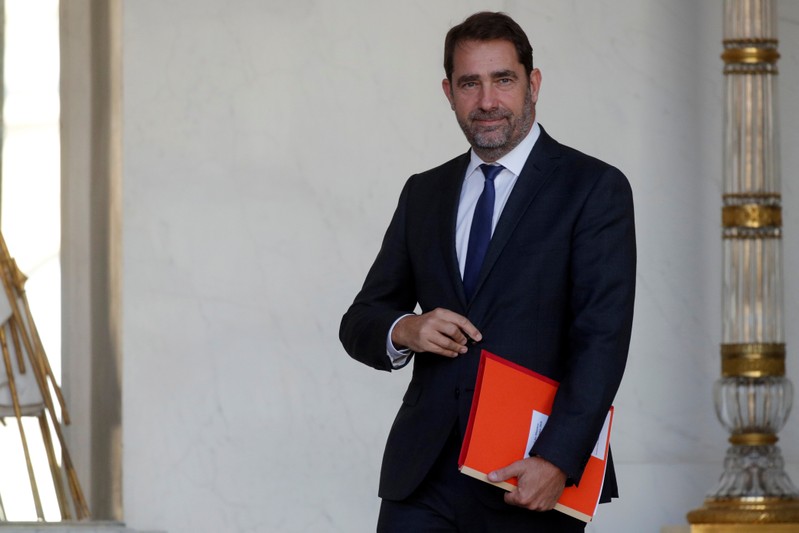 FILE PHOTO: French Junior Minister for the Relations with Parliament, Christophe Castaner leaves following the weekly cabinet meeting at the Elysee Palace in Paris