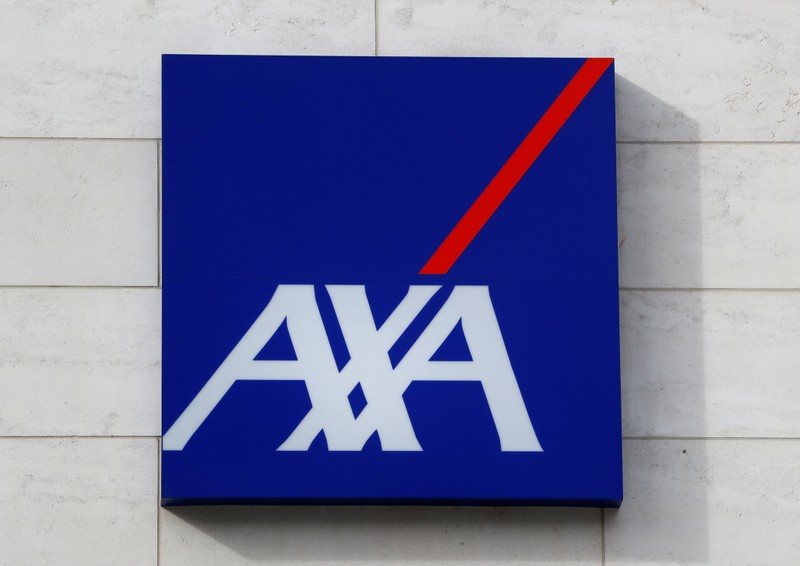 Logo of insurer Axa is seen at the entrance of the company's headquarters in Brussels