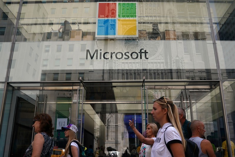 A Microsoft store is pictured in New York City