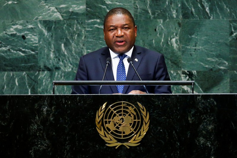 Mozambique President Filipe Nyusi addresses the United Nations General Assembly in New York