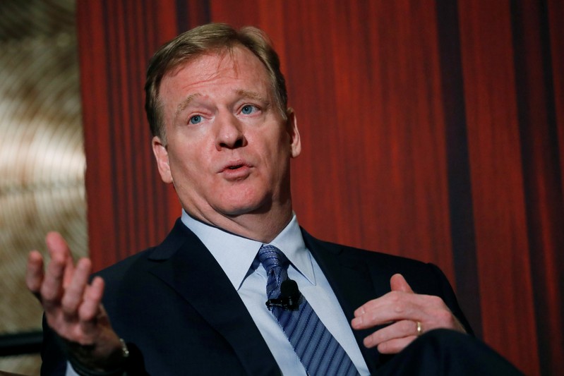 FILE PHOTO - NFL commissioner Roger Goodell addresses the Economic Club of New York luncheon in Manhattan, New York