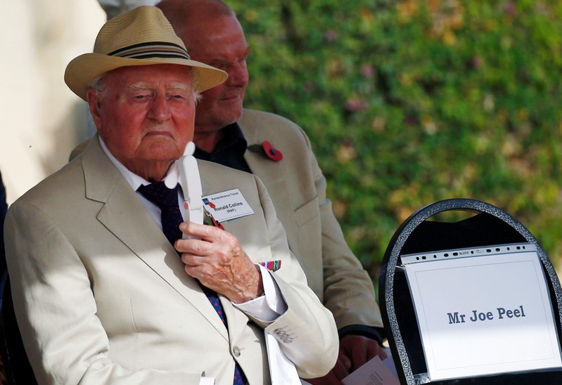 British World War Two veteran Ron Collins, 96, attends a ceremony for the anniversary of the Battle of El Alamein, at El Alamein war cemetery