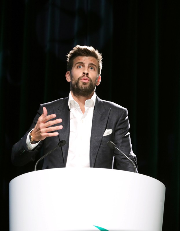 Pique, FC Barcelona player and founder of investment group Kosmos, attends an event to present the revamped Davis Cup in Madrid