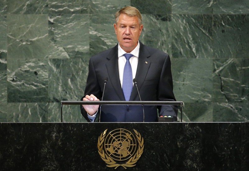 Romania's President Klaus Werner Iohannis addresses the General Assembly in New York