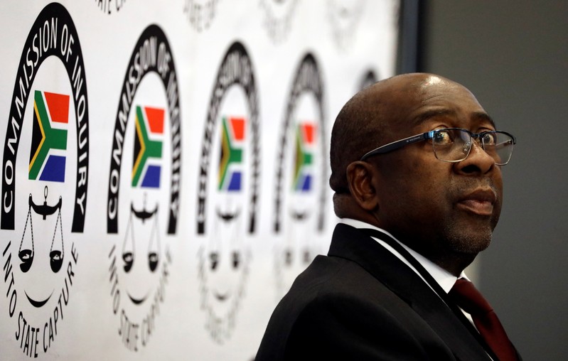 South Africa's Finance Minister Nhlanhla Nene looks on ahead of the Judicial Commission of Inquiry probing state capture in Johannesburg