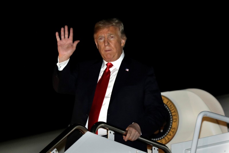 President Donald Trump returns to Washington