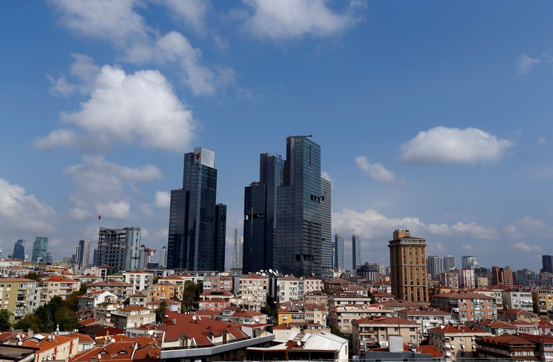 FILE PHOTO: Newly built business buildings are seen in Sisli district in Istanbul