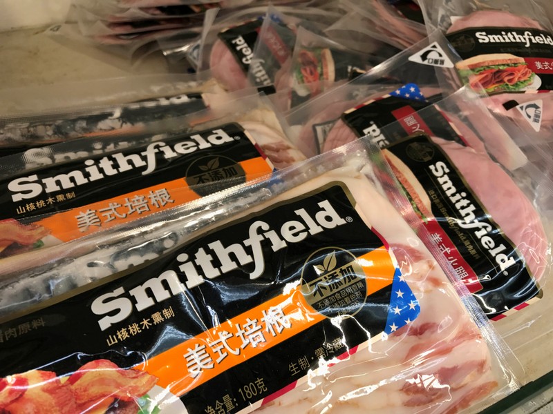 Smithfield products are seen at a supermarket in Shanghai