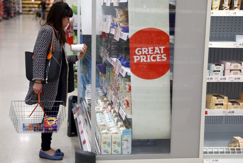 FILE PHOTO: A woman shops in a supermarket in London