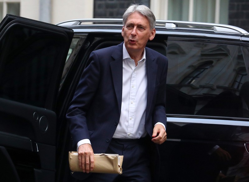 Britain's Chancellor of the Exchequer Philip Hammond arrives in Downing Street, London