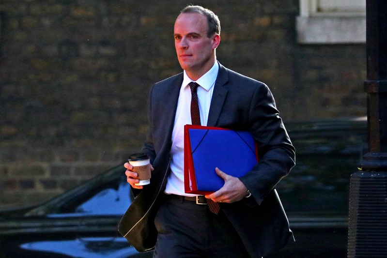 FILE PHOTO: Britain's Secretary of State for Exiting the European Union Dominic Raab arrives at Downing Street in London