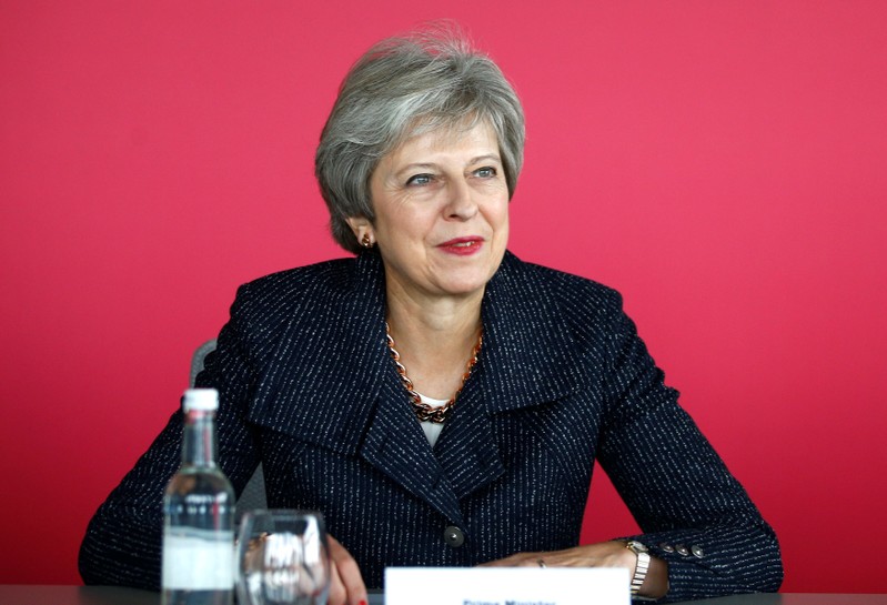 Britain's Prime Minister Theresa May attends a roundtable meeting with business leaders whose companies are inaugural signatories of the Race at Work Charter at the Southbank Centre in London