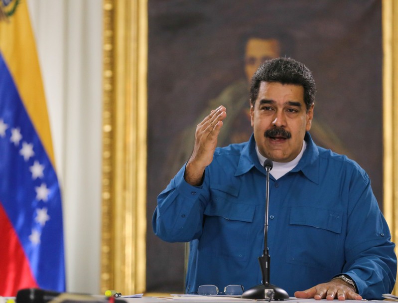 Venezuela's President Nicolas Maduro speaks during a meeting with ministers in Caracas