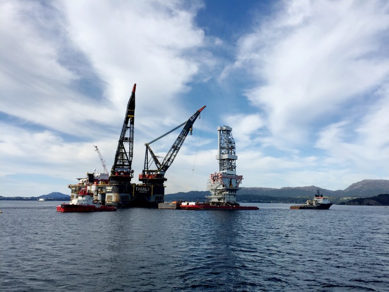 FILE PHOTO: A general view of a drilling platform at Johan Sverdrup field near Stord