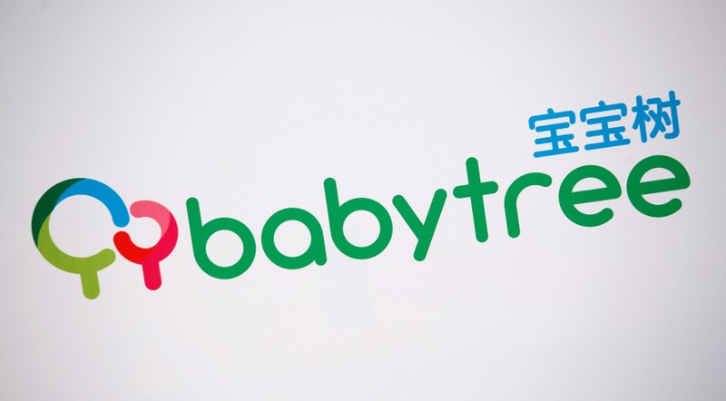 FILE PHOTO: The company logo of BabyTree Group is displayed at a news conference in Hong Kong