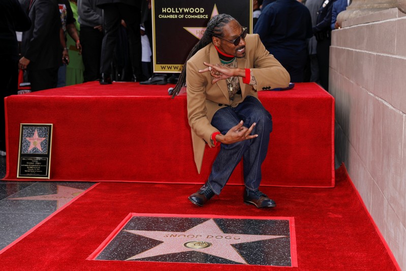 Rapper Snoop Dogg receives his star on the 