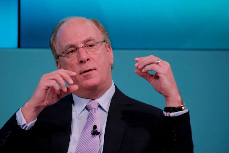 FILE PHOTO: FILE PHOTO: Larry Fink, Chief Executive Officer of BlackRock, takes part in the Yahoo Finance All Markets Summit in New York