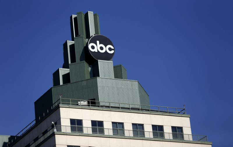 FILE PHOTO - A logo for ABC is pictured atop a building in Burbank