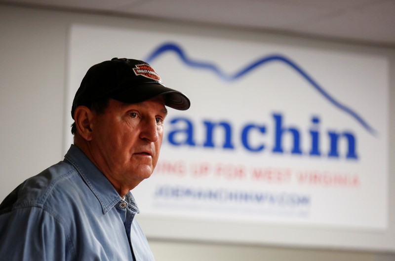 Senator Joe Manchin (D-WV) greets supporters after campaigning for the 2018 midterm elections at his headquarters in Charlestown, West Virginia