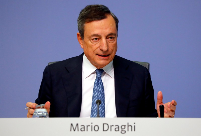 FILE PHOTO: European Central Bank President Mario Draghi speaks during a news conference at ECB headquarters in Frankfurt
