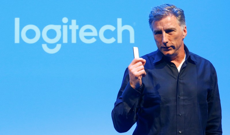 Chief Executive Darrell of the computer peripherals maker Logitech addresses news conference in Zurich