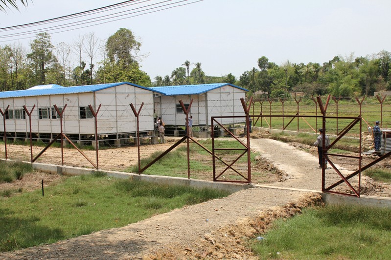 FILE PHOTO: A view from outside Taung Pyo Letwe reception camp near the border with Bangladesh, in Rakhine state, Myanmar