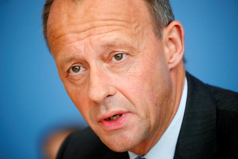 FILE PHOTO: German conservative Friedrich Merz from CDU holds a news conference in Berlin