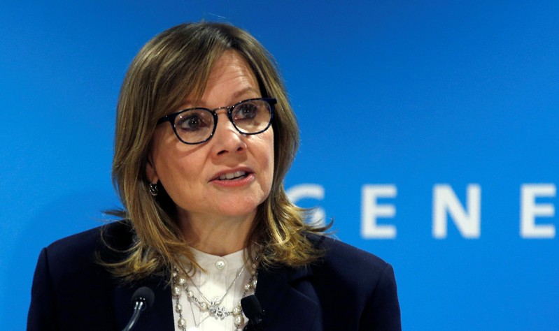 FILE PHOTO: GM CEO Barra at press conference at the North American International Auto Show in Detroit