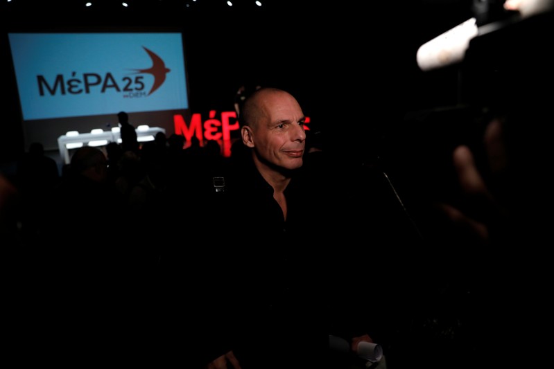 Former Greek Finance minister Yanis Varoufakis presents his new party MeRA25