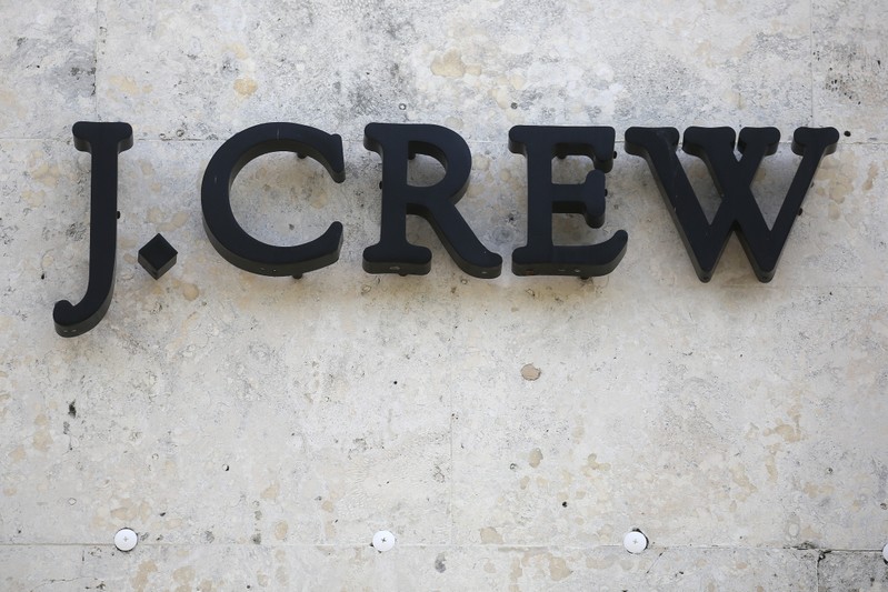 A J.Crew store logo is pictured on a building along the Lincoln Road Mall in Miami Beach