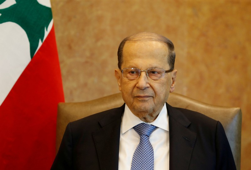 FILE PHOTO: Lebanese President Michel Aoun is seen at the presidential palace in Baabda