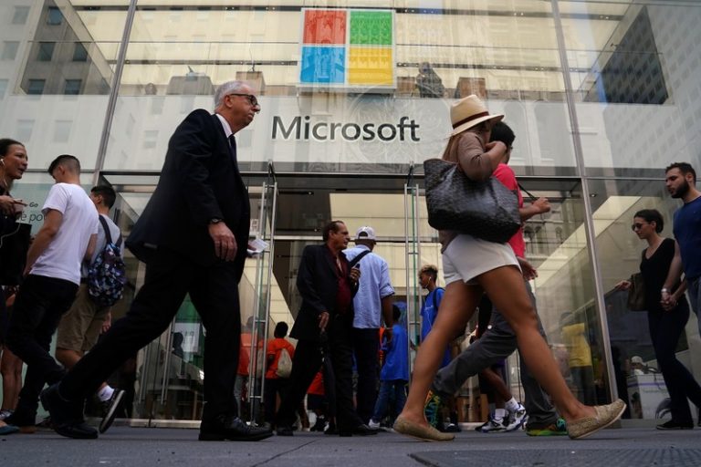 Microsoft’s stock market value pulls ahead of Apple’s