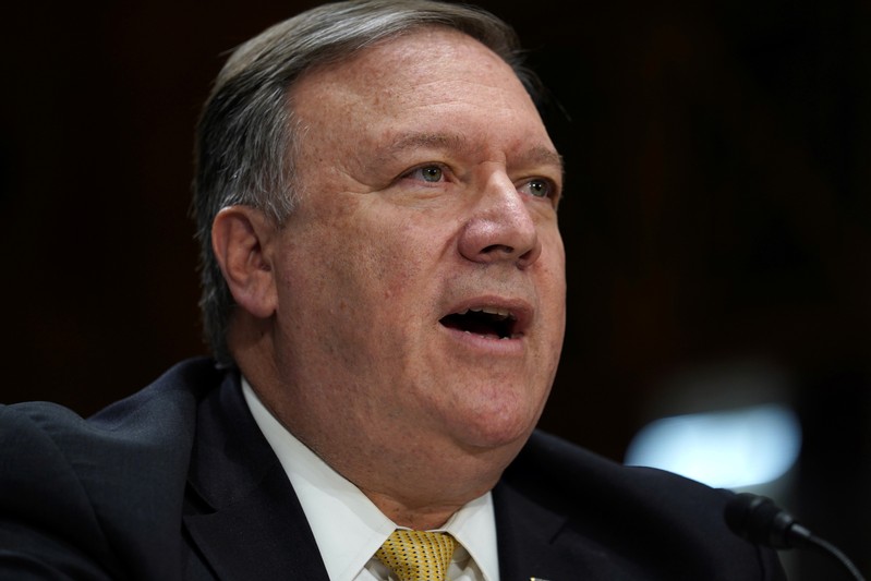 FILE PHOTO: Secretary of State Mike Pompeo testifies at Senate Foreign Relations Committee hearing on Capitol Hill in Washington