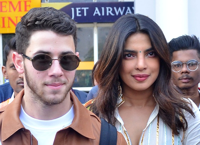 Bollywood actress Priyanka Chopra and singer Nick Jonas arrive at the airport in Jodhpur