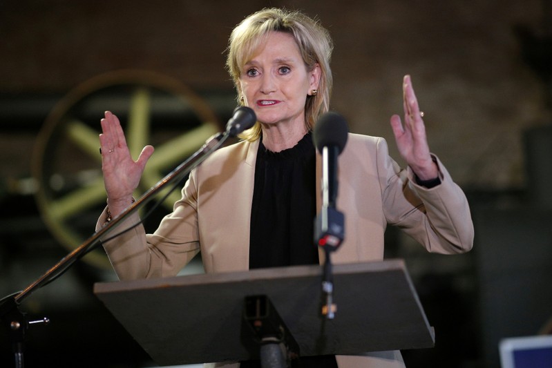 FILE PHOTO: U.S. Senator Cindy Hyde-Smith speaks during a campaign event in Meridian